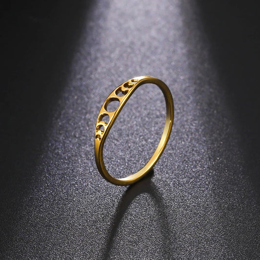COOLTIME Crescent Moon Rings for Women Stainless Steel Moon Phase Rings Danity Fashion Jewelry Gift for Lover Friend New Trend